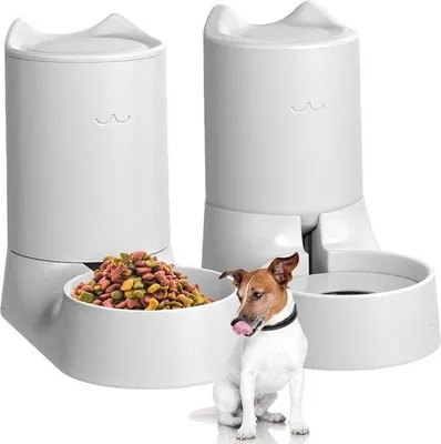 Produktbild von Famanu Futterspender für kleine und mittelgroße Haustiere - Automatischer Futter- und Wasserspender