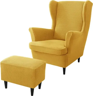 Produktbild von Ohrensessel Bezš¹ge, Ohrensessel-Bezug und Ottoman-Hocker-Bezug Sofabezug mit elastischem Band waschbarer Sessel-Schutzbezug fš¹r Wohnzimmer.