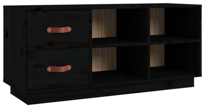 Zdjęcie produktu dla vidaXL Ławka pod buty czarna 100x34x45 cm lite drewno sosnowe
