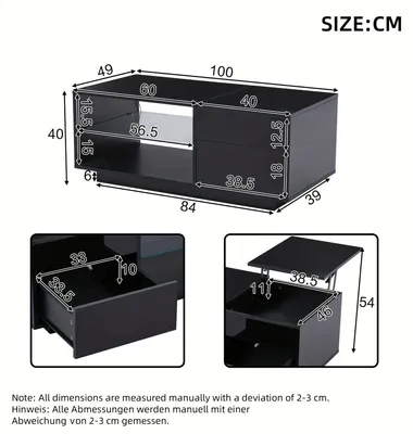 Imagen del producto de Mesa para sofá - Mesa de centro - Mesa auxiliar - Mesa lateral - Mesa de comedor - Altura ajustable - Estructura de metal y superficie de almacenamiento