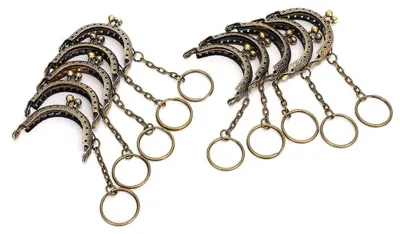 Produktbild von Metall-Geldbörsenrahmen mit Kussverschluss - Halbkreis-Design zum Basteln von Handtaschen - 10 Stück