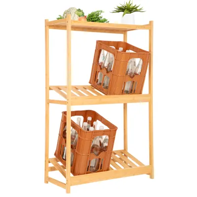 Produktbild von ONVAYA® Bambus-Kastenständer ǀ 50 kg Maximalgewicht pro Ebene ǀ robust und stabil ǀ für Getränkekisten und Flaschen ǀ modernes Design ǀ Regal für Getr