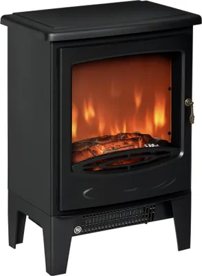 Produktbild von HOMCOM LED Elektrokamin Standkamin mit Flammeneffekt 900/1800W Schwarz
