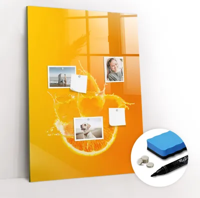 Produktbild von Magnetpinnwand Memoboard - Zubehörsatz - Schwarzer Marker + Schwamm + Magnete - 70 x 100 cm - Orangensaft