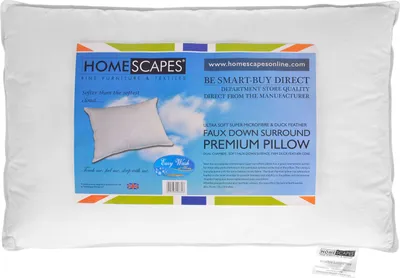 Produktbild von HOMESCAPES Mikrofaser-Kopfkissen mit Kern aus Entenfedern,  50 x 75 cm