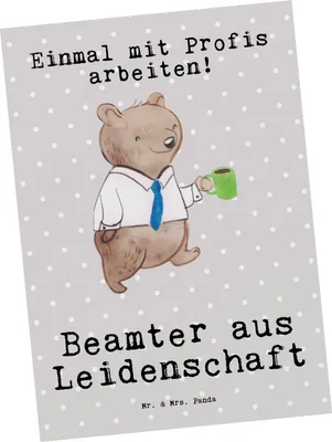 Produktbild von Mr. & Mrs. Panda Ansichtskarte Beamter Leidenschaft - Grau Pastell - Geschenk, Postkarte, Öffentlicher Dienst, bildkarte, Grußkarte, Postkarten, Ansichtskarten, Studium