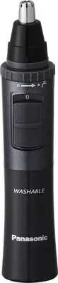 A black Panasonic nose and ear trimmer is shown against a white background.