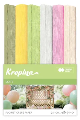 Imagen del producto de Papel crepé Soft, 25 x 100 cm, surtido de 6 colores, marca Happy Color