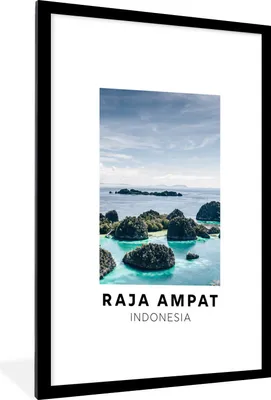 Produktbild von MuchoWow® Gerahmtes Poster Indonesien - Meer - Insel 60x90 cm - Poster mit Schwarzem Bilderrahmen Wandposter Rahmen Foto Bilder - Dekoration - Wandposter Wohnzimmer - Hochwertig