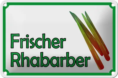 Produktbild von Blechschild Hinweis 18x12cm frische Rhabarber Hofladen