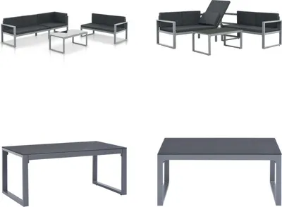 Produktbild von vidaXL Garten Sofagarnitur 3 tlg. mit Kissen Aluminium Schwarz - Gartenmöbel-Set - Gartenmöbel-Sets - Gartenmöbel - Garten Sitzgruppe