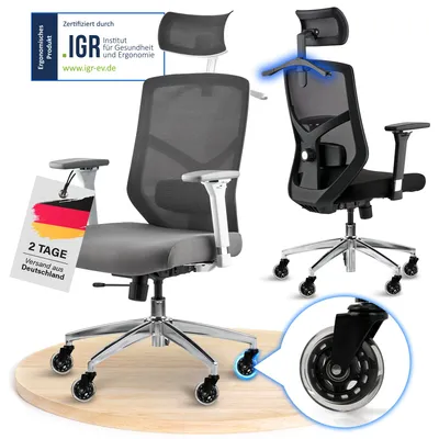 Produktbild von ELITESEATS Bürostuhl Ergonomisch [Kratzerfreie Rollen, Atmungsaktiv] Ergonomischer Schreibtischstuhl | Büro Stuhl 150 kg Belastbar | Computerstuhl