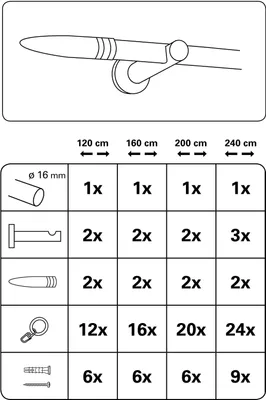 Produktbild von Gardinia Omega 1-Lauf Ø 16 mm edelstahl-optik gebürstet 160 cm