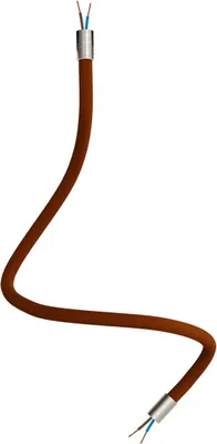 Image de Kit Creative-Cables Creative Flex : rallonge flexible (60 cm de long, Ø 10 mm) – Gaine en tissu RM13 marron et finitions titane satiné – Avec embouts métalliques et accessoires