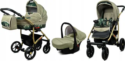 Produktbild von BabyLux® Largo | 3in1 Kinderwagen Set | Fern Leaf | Kombikinderwagen | Kinderwagenset | Buggy +
