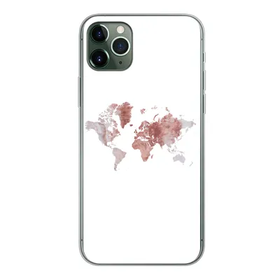Produktbild von MuchoWow® Handyhülle Schutzhülle Hülle für iPhone 11 Pro Max Weltkarte - Rosa - Farbe Silikon Softcase Handy Hülle - Schutz