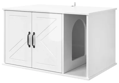Image de vidaXL Maison pour chats Blanc brillant 85 x 55 x 50 cm Bois composite