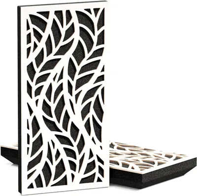 Zdjęcie produktu dla Zestaw 4 sztuk – Wąski, dźwiękochłonny panel akustyczny K5 | 50x25 cm | Do redukcji odbić | Grubość: 53 mm | Kolor: biały