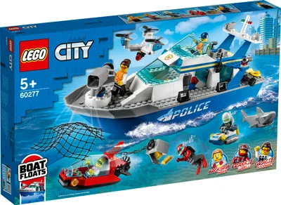 Zdjęcie produktu dla LEGO City Policyjna łódź patrolowa, Zestaw do budowania, 5 lat(a), Plastik, 0 szt., 800 g