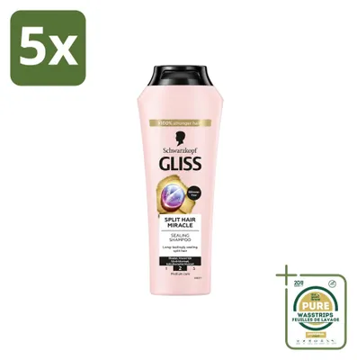 Productafbeelding van 5 x Gliss Kur Miracle Shampoo voor beschadigd haar - 400 ml - Voordeelverpakking - 5 stuks