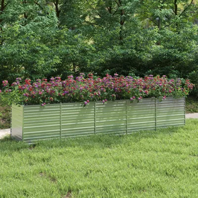 Produktbild von vidaXL Garten-Hochbeet, verzinkter Stahl, Silber, 400x80x77 cm, robust, witterungsbeständig, bodenlos