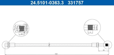 Produktbild von ATE 24.5101-0363.3 Bremsschlauch passend für MERCEDES-BENZ SPRINTER 3-t Kasten (903) SPRINTER 3-t Bus (903) SPRINTER 2-t Kasten (901, 902) für VW