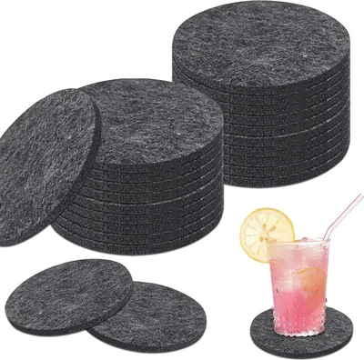 Produktbild von Runde Filzuntersetzer - Set von 30 - Dunkelgrau - Hochwertiger Filz