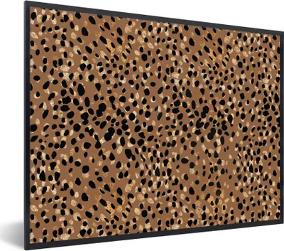 Produktbild von MuchoWow® Gerahmtes Poster Tiermuster - Braun - Schwarz 40x30 cm - Poster mit Schwarzem Bilderrahmen Wandposter Rahmen Foto Bilder - Kunstposter - Wanddekorationen