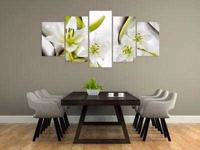 Produktbild von Akustikbild Blumen Lilien 200x100 cm Bilder Akustikschaum Hochleistungsschallabsorber Schallschutz Leinwand 5 tlg Wandbild Raumakustik Schalldämmung b-C-0009-b-p