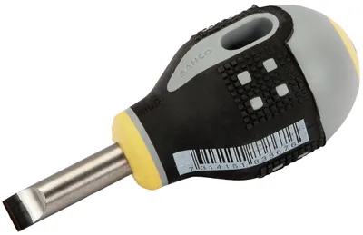 Produktbild von Bahco ERGO Schraubendreher für Schlitzschrauben, gerade, mit kurzem Gummigriff, 1 mm x 5,5 mm x 25 mm