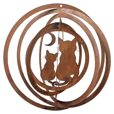 Produktbild von Edelrost 3D-Windspiel Katzen XL – Metall Deko-Hänger für Garten & Balkon, Ø 48 cm