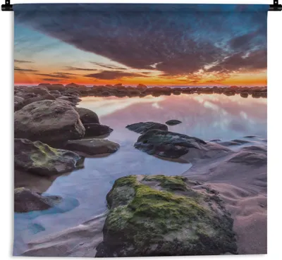 Produktbild von MuchoWow® Wandteppich Wandbehang Felsen - Wasser - Natur 90x90 cm Tapisserie Dekoration Wandtuch - Wandaufhänger