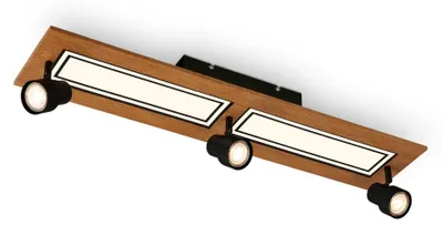 Produktbild von LED Deckenleuchte,schwarz-holzfarben,3xGU10+LED