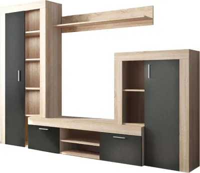 Immagine prodotto di Milani Home - parete attrezzata porta tv soggiorno moderna di design 300x35x198 h - Nero