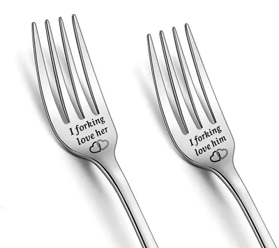 2er-Set Buchstaben-Gabeln aus Edelstahl, silber, 20,6 cm