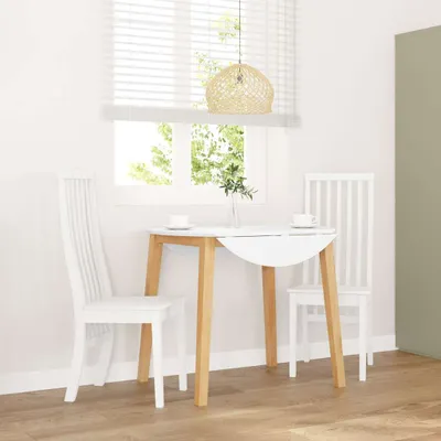 Produktbild von Esszimmerstühle 2 Stk. Weiß Massivholz Gummibaum, Esszimmerstühle DesignMöbel