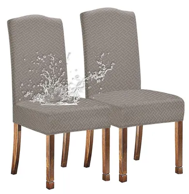 Obrázek produktu pro Potah na židle Jacquard, elastický, voděodolný, barva taupe, 2 kusy