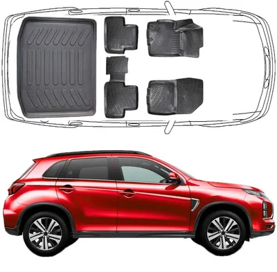 Produktbild von 3D Auto Fußmatten & Kofferraumwanne Set Kompatibel mit Mitsubishi ASX 1.Gen 2010-2021
