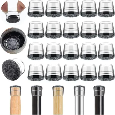 Obrázek produktu pro 40 krytů nohou židlí, elastické kluzáky na židle, plstěné chrániče nohou židlí, 14-20 mm kluzáky na židle, které chrání nohy stolu a zabraňují poškrábání podlahy (malé, průhledné)