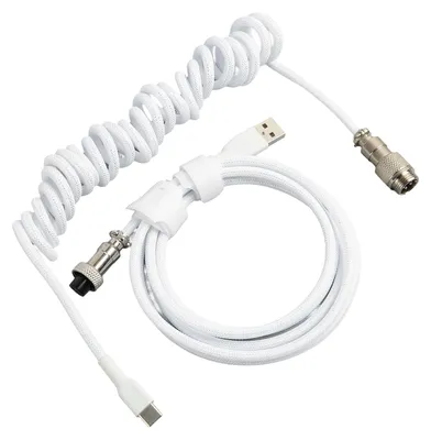 Image de Câble pour clavier gaming en nylon, type C vers USB, à double gaine, pour clavier mécanique, 3 m, blanc