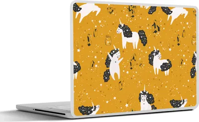 Produktbild von MuchoWow® Laptop Aufkleber Sticker Cover Mädchen - Einhorn - Sterne - Muster - Mädchen - Kinder - Kinder - Kind 31x22.5 cm - Laptop-Deko