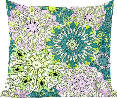 Produktbild von MuchoWow® Zierkissen Sofakissen Wohnzimmer Dekokissen 45x45 cm Mandala - Limette - Grün - Muster - Schlafpolster - Polster für das Sofa