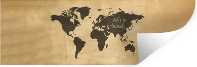 Produktbild von MuchoWow® Wandtattoo Wandsticker Wandaufkleber Weltkarte - Vintage - Zitate 150x50 cm Selbstklebend und Repositionierbar - Repositionierbar - Wasser abweisend
