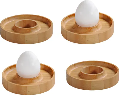 Produktbild von 4x EIERBECHER Ø10cm Holz rund Eierhalter Eierbehälter Eierständer 56