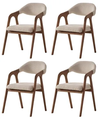 Obrázek produktu pro Exklusive Beige Küchenstühle Designer Textilsitzer Esszimmerstühle