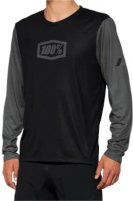 Zdjęcie produktu dla 100% Airmatic Langarm Fahrrad Jersey, schwarz/grau, S