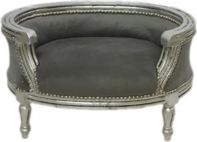 Produktbild von Casa Padrino Barock Hunde & Katzen Sofa Grau /Silber Hundebett & Katzenbett