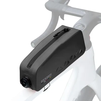 Image de Sacoche de cadre ROCKBROS Road to Sky 100 % imperméable pour vélo de route, sacoche de tube supérieur, noir