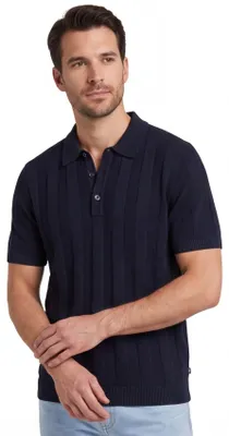 Produktbild von Brax Poloshirt dunkelblau gestreift normale Passform Baumwolle