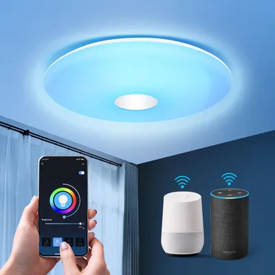Produktbild von Aigostar LED Deckenleuchte Dimmbar 18W, RGB Farbwechsel, App- oder Sprachsteuerung, kompatibel mit Alexa und Google Home, 1300lm, 3000K-6500K（Gleichwertige Glühlampe 75W)